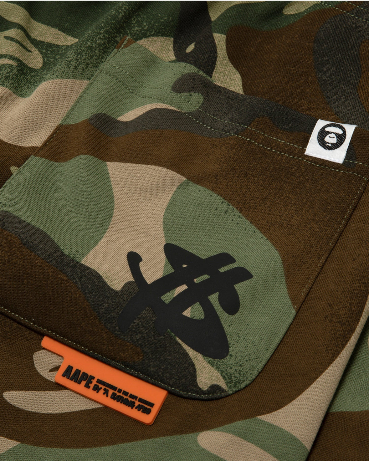 BAPE Moonface logo camo sweat shorts
