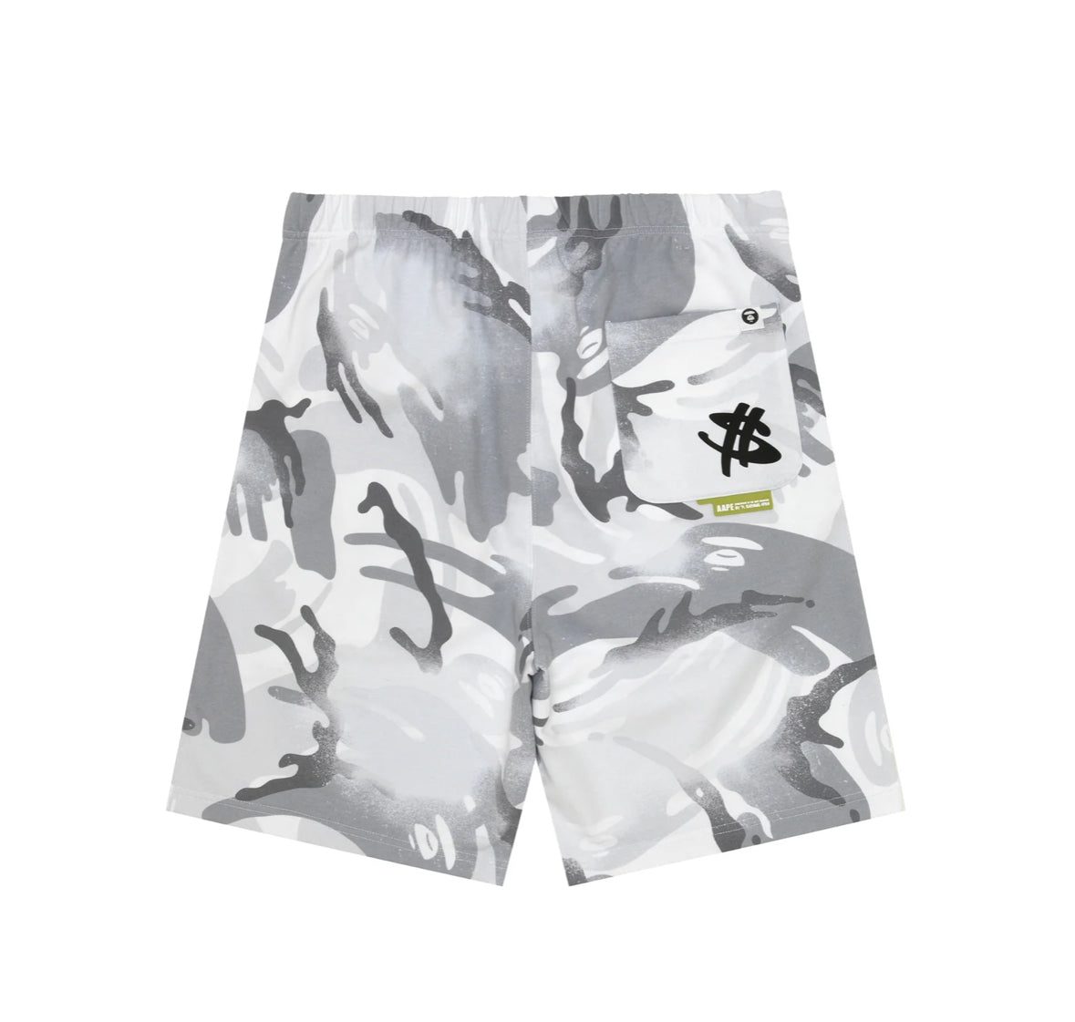 BAPE Moonface logo camo sweat shorts