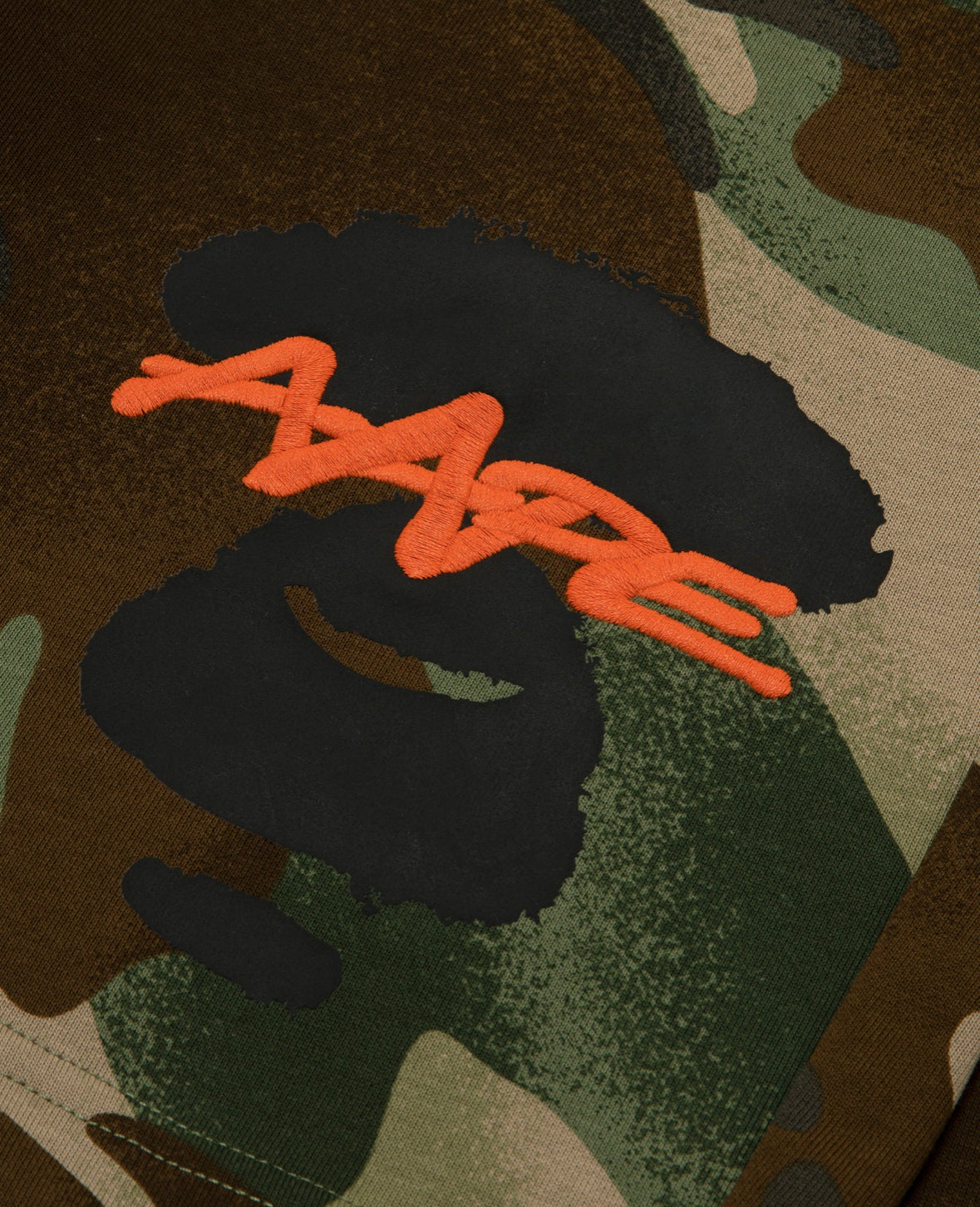 BAPE Moonface logo camo sweat shorts