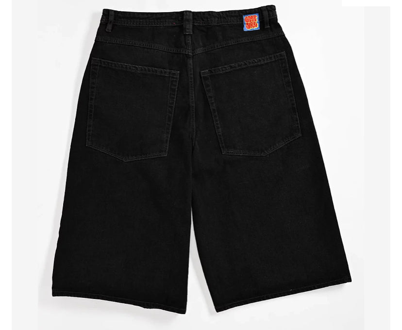 Empyre Shmutz Ultra Wide Black Denim Skate Shorts