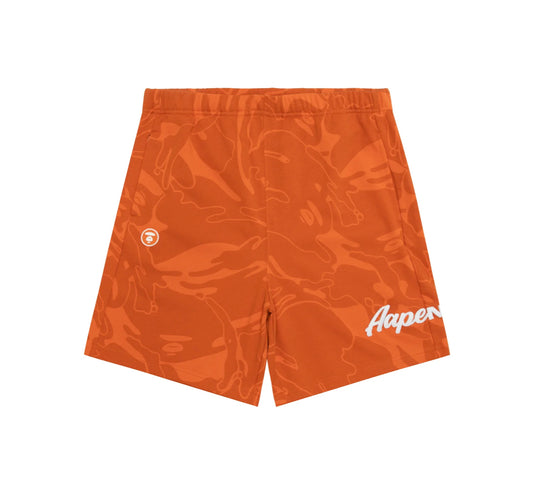 BAPE AAPENOW moonface logo camo sweat shorts