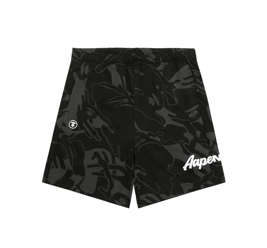 BAPE AAPENOW moonface logo camo sweat shorts