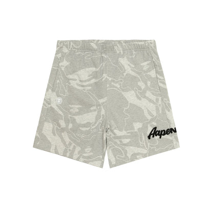 BAPE AAPENOW moonface logo camo sweat shorts