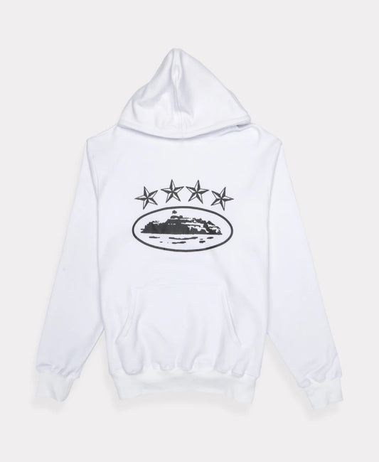 Corteiz 4Starz Alcatraz Hoodie White