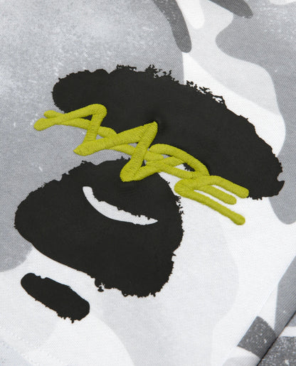 BAPE Moonface logo camo sweat shorts