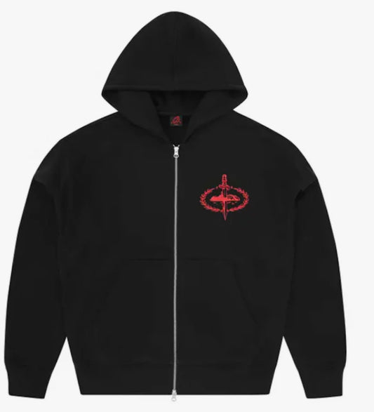 Corteiz x Slaughter Gang 21 Savage Zip Up Hoodie Black