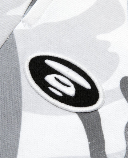 BAPE Moonface logo camo sweat shorts