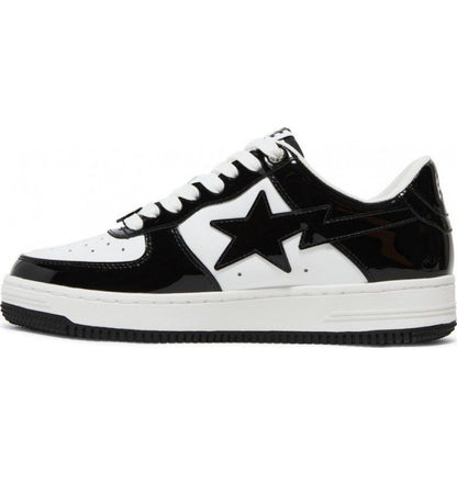 A BATHING APE BAPE STA PATENT LEATHER BLACK WHITE