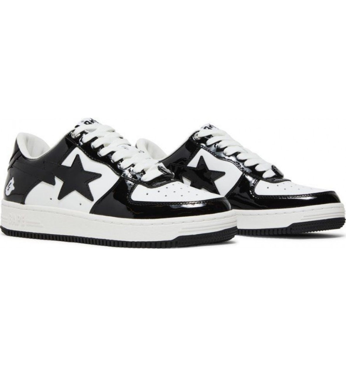 A BATHING APE BAPE STA PATENT LEATHER BLACK WHITE