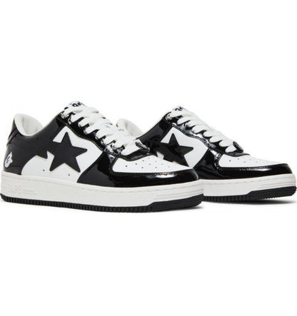 A BATHING APE BAPE STA PATENT LEATHER BLACK WHITE