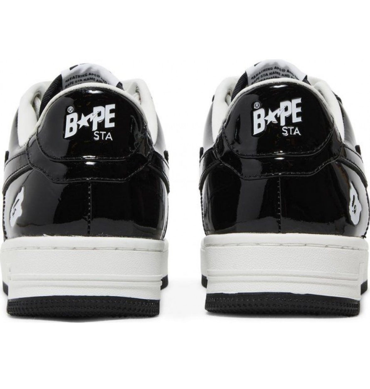 A BATHING APE BAPE STA PATENT LEATHER BLACK WHITE