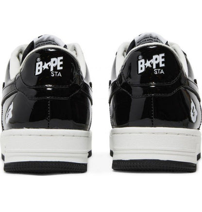 A BATHING APE BAPE STA PATENT LEATHER BLACK WHITE