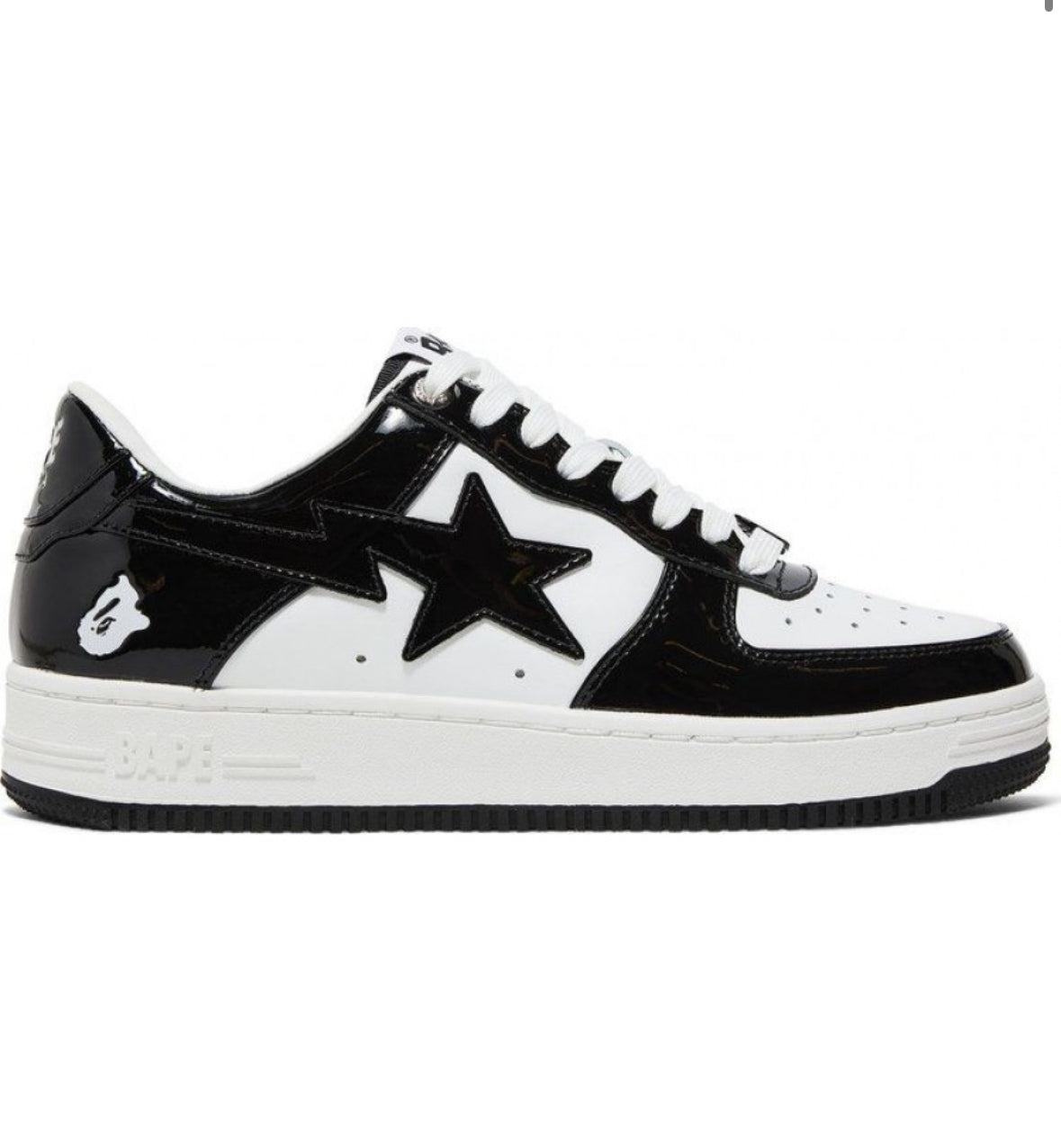 A BATHING APE BAPE STA PATENT LEATHER BLACK WHITE
