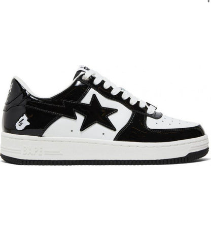 A BATHING APE BAPE STA PATENT LEATHER BLACK WHITE