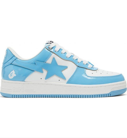 A BATHING APE BAPE STA PATENT LEATHER BLUE WHITE