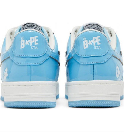 A BATHING APE BAPE STA PATENT LEATHER BLUE WHITE