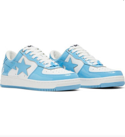 A BATHING APE BAPE STA PATENT LEATHER BLUE WHITE