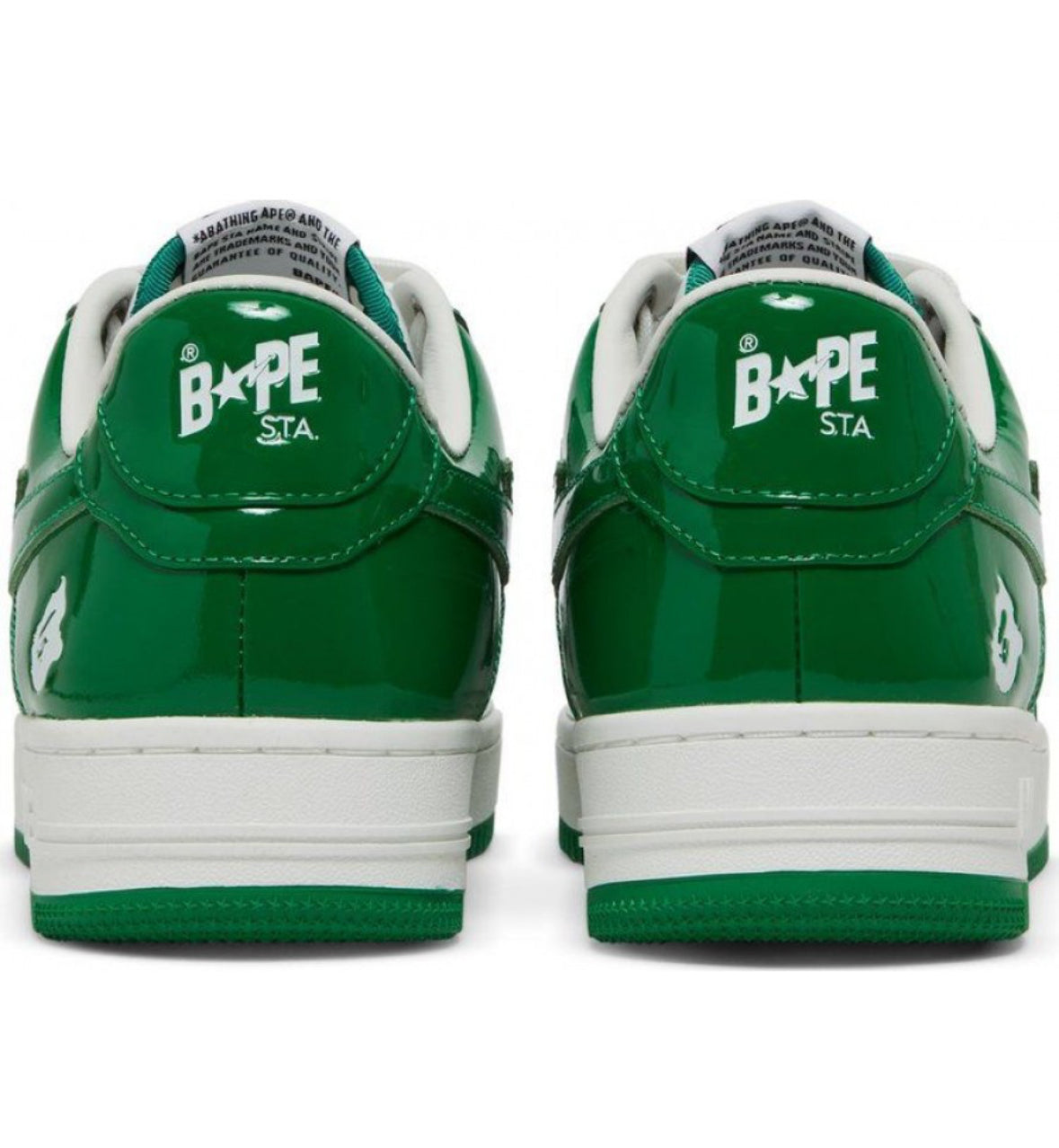 A BATHING APE BAPE STA PATENT LEATHER GREEN WHITE