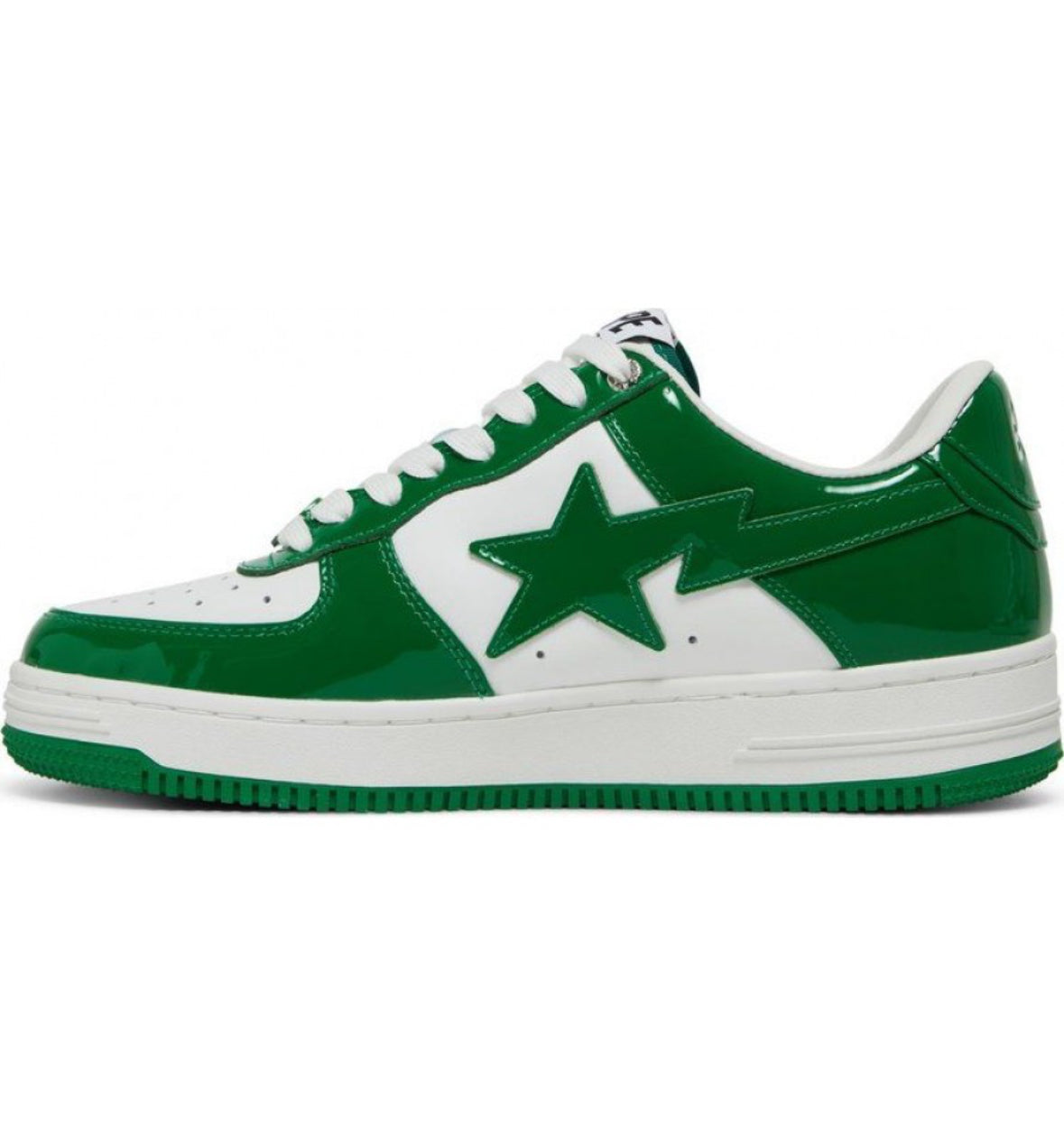 A BATHING APE BAPE STA PATENT LEATHER GREEN WHITE