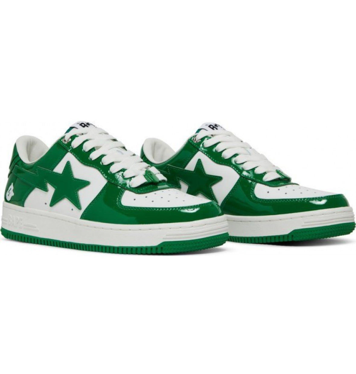 A BATHING APE BAPE STA PATENT LEATHER GREEN WHITE