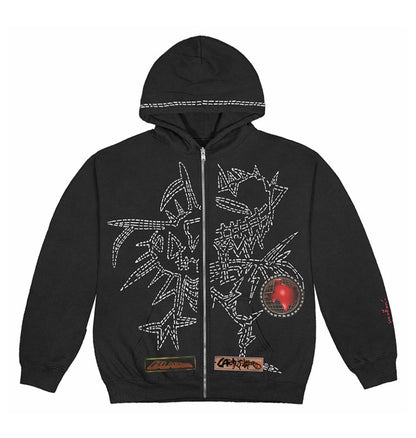 TRAVIS SCOTT BLACKOUT ZIP UP HOODIE BLACK