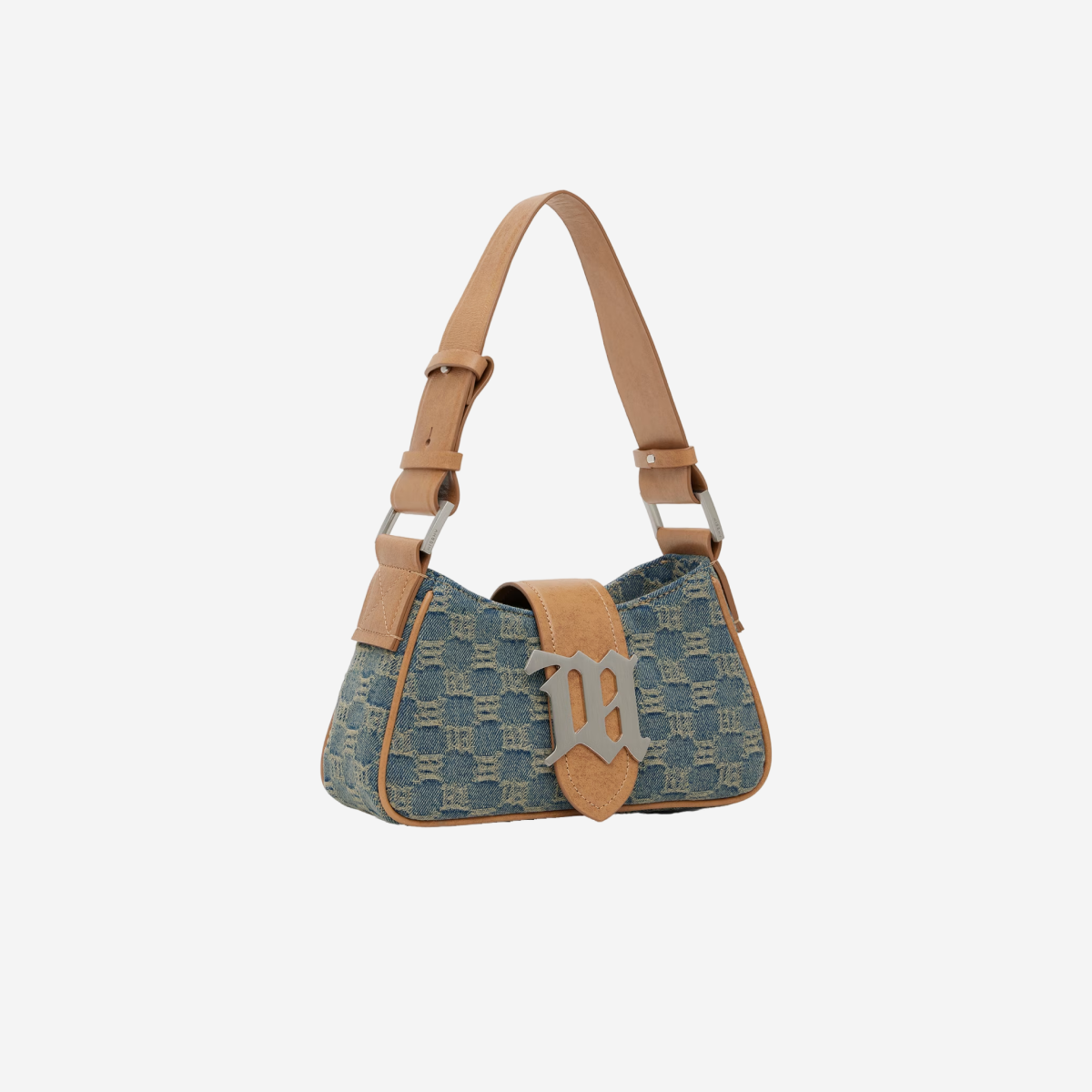 MISBHV WASHED DENIM MONOGRAM SHOULDER BAG SMALL