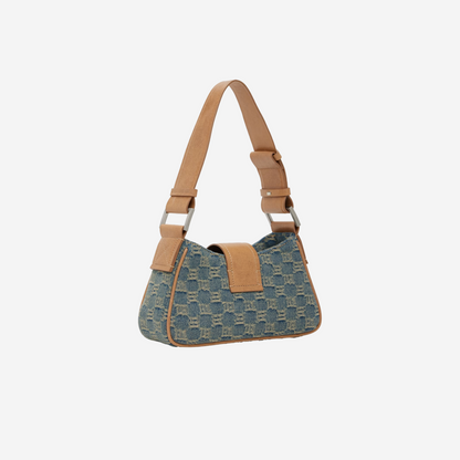 MISBHV WASHED DENIM MONOGRAM SHOULDER BAG SMALL